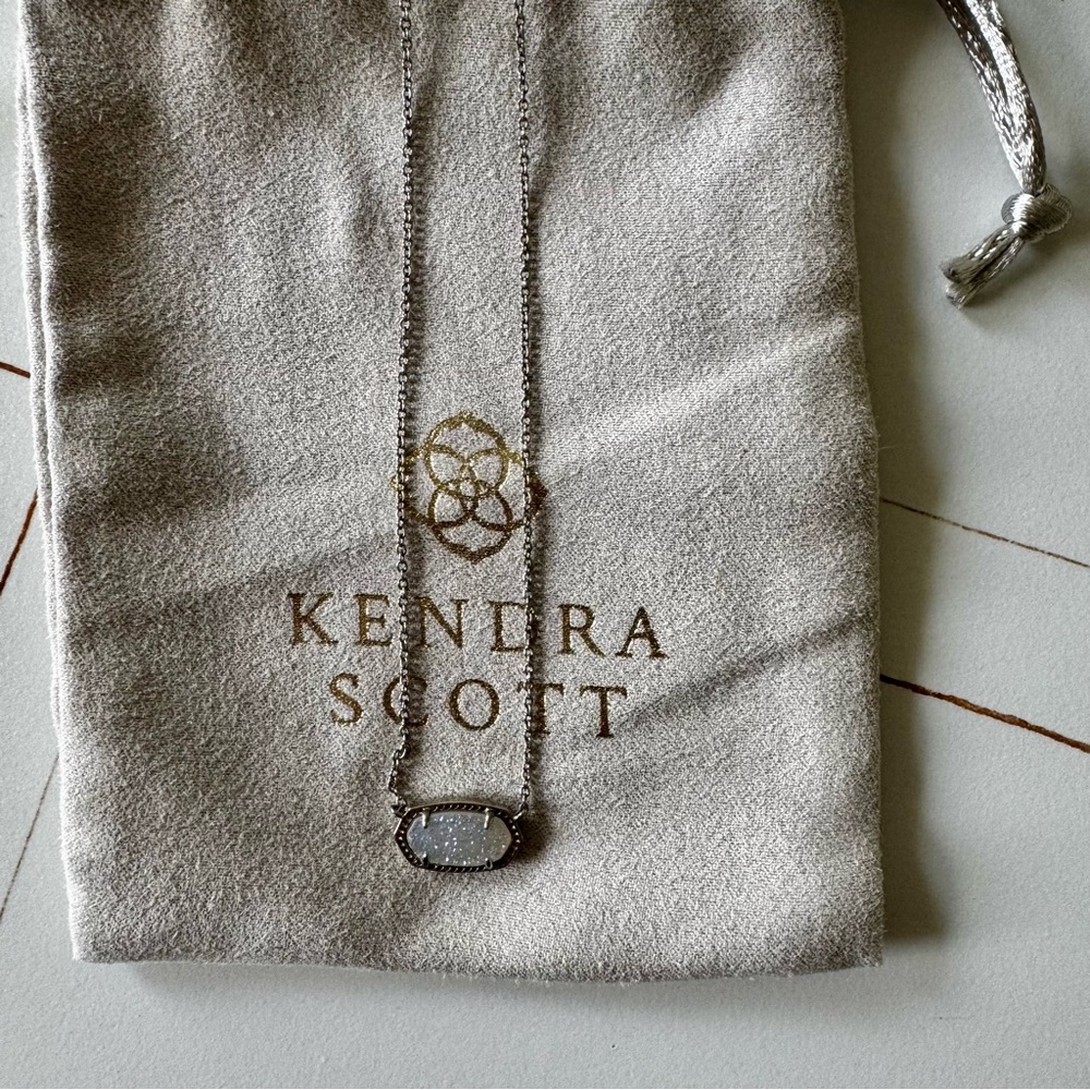 Kendra Scott Silver Elisa Iridescent Drusy Necklace